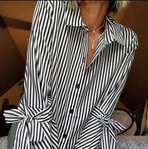 Karl Lagerfeld Paris Striped Bow Button Shirt